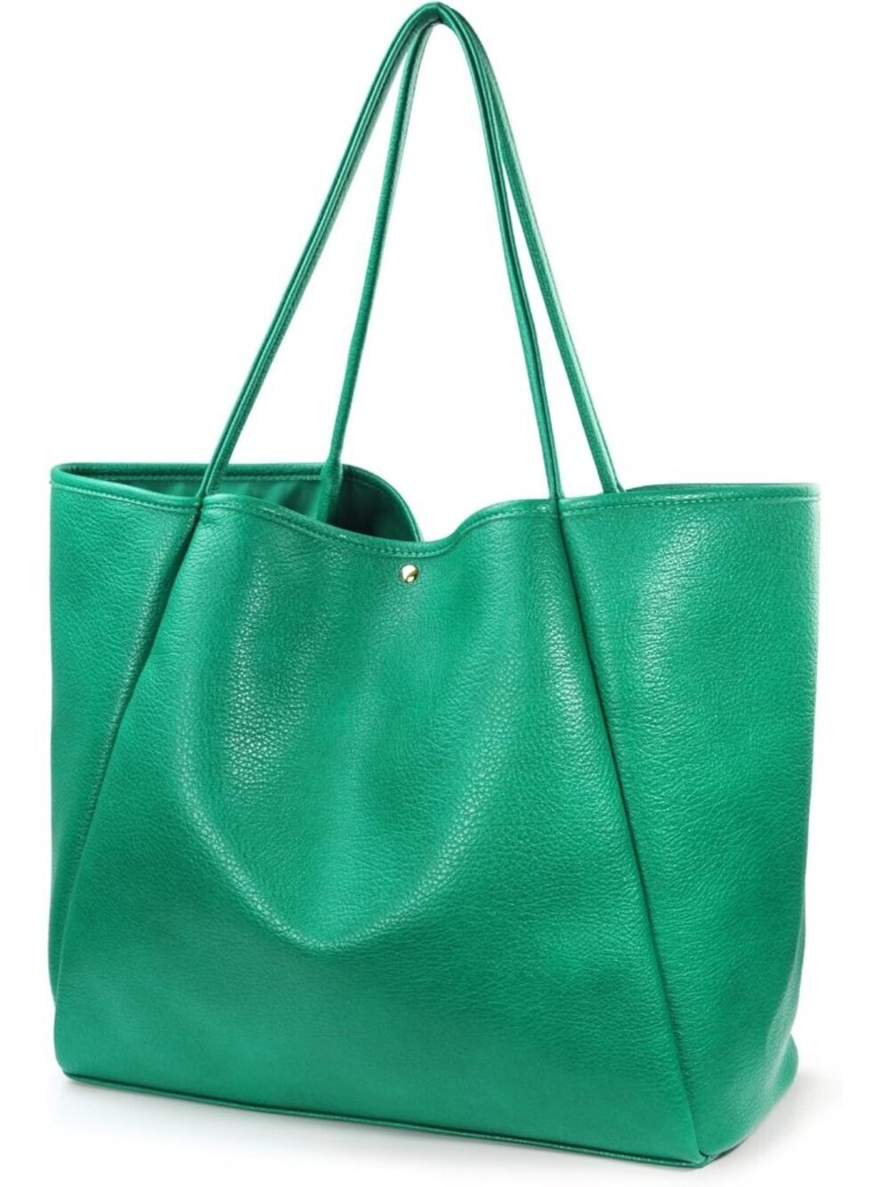 Women's Green Pu Leather Lightweight Magnetic Snap Closure Tote Handbag